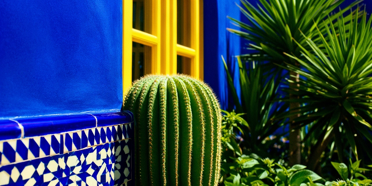 Détail de carrelage et cactus